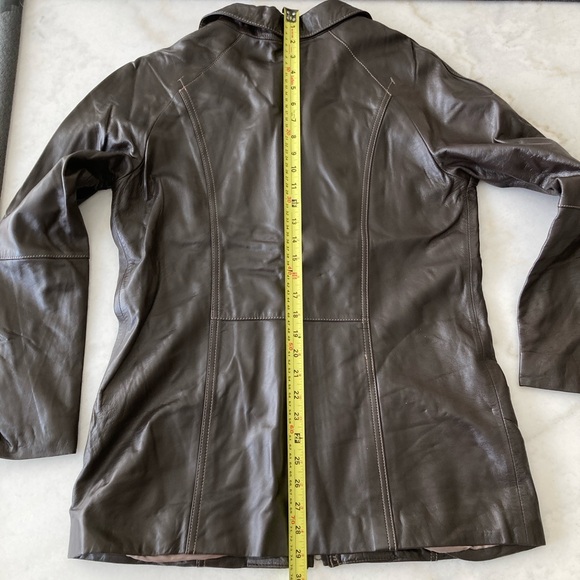 Danier vintage leather jacket / coat (dark brown / espresso), mid length women's - Picture 11 of 13